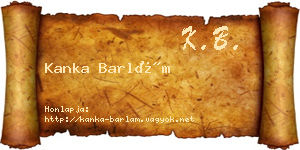 Kanka Barlám névjegykártya